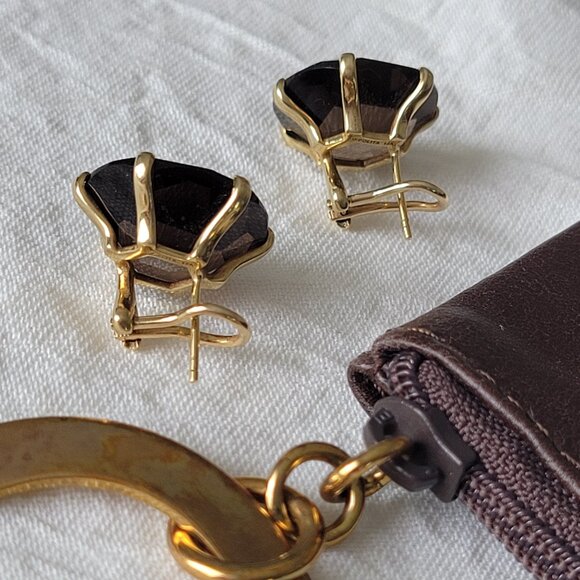 Rare IPPOLITA 18K Yellow Gold Rock Candy Gemma Pierced Earrings ~ Smokey Quartz - Picture 9 of 12